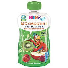 Mela e uva con kiwi e lampone