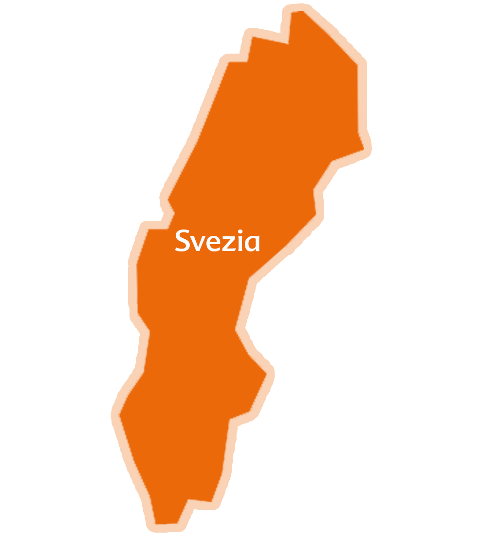 Una semplice mappa della Svezia con il nome "Svezia" scritto al centro.