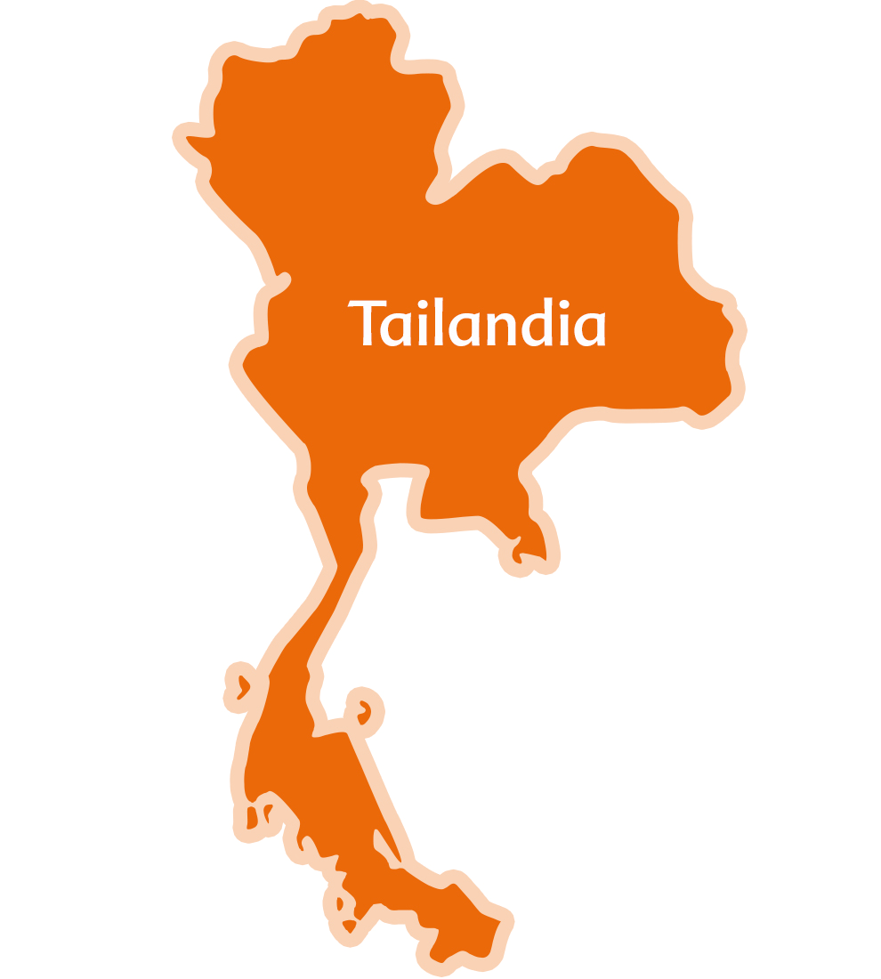 Una mappa della Thailandia con la scritta "Tailandia".